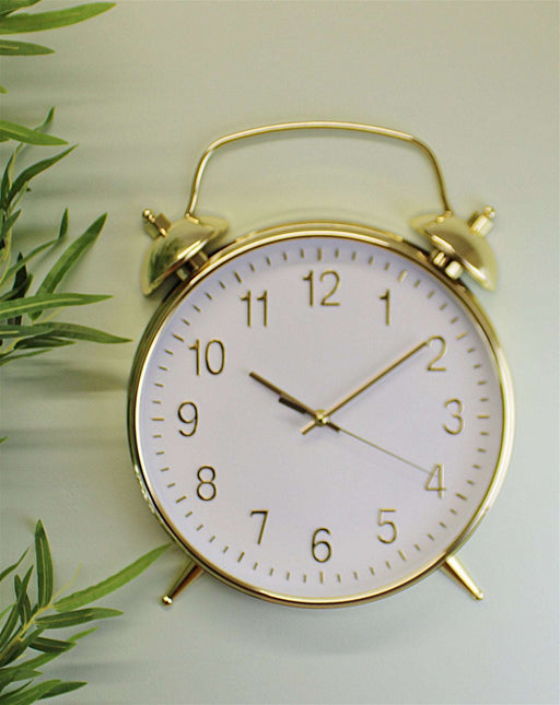 Alarm Style Gold & White Wall Clock - Kozeenest