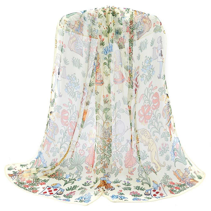 Alice In Wonderland - 100% Pure Silk Scarf - Kozeenest