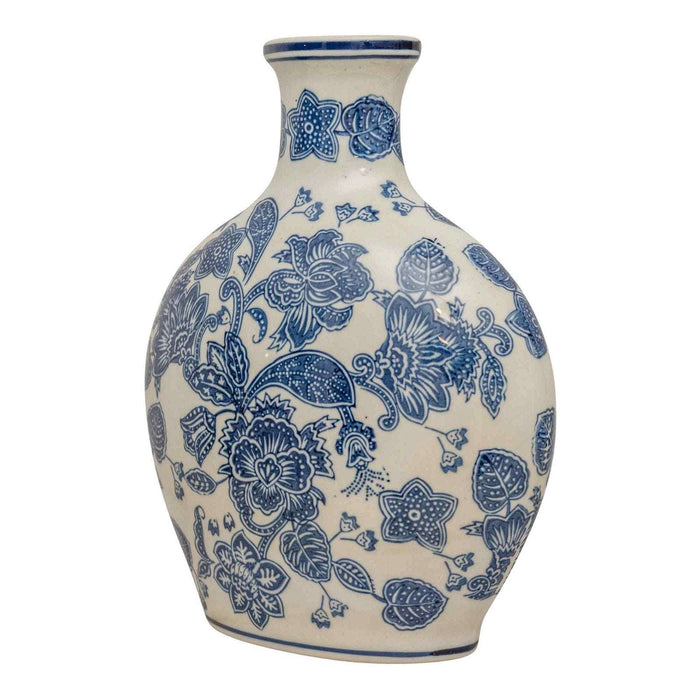 Anemone Blue & White Bottle Vase - Kozeenest
