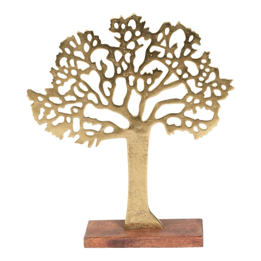 Antique Gold Tree On Wooden Base Medium - Kozeenest