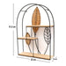 Arched Metal Framed Rattan Leaf Shelf Unit - Kozeenest