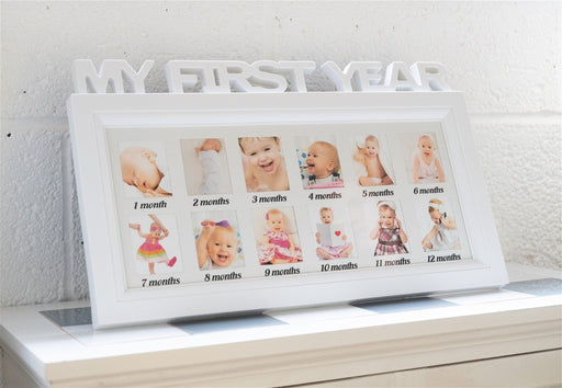 Baby 1st Year Photo Frame Wooden Carved Title "My First Year" - Kozeenest