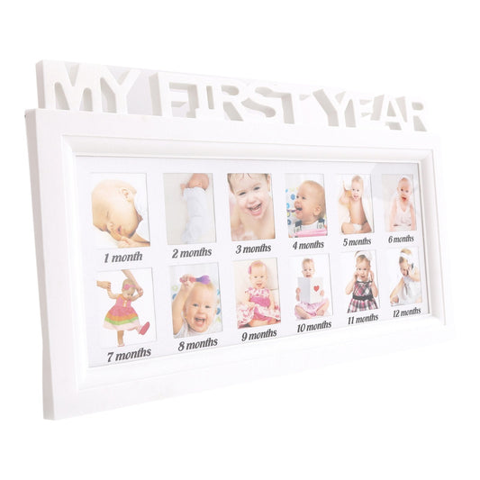 Baby 1st Year Photo Frame Wooden Carved Title "My First Year" - Kozeenest