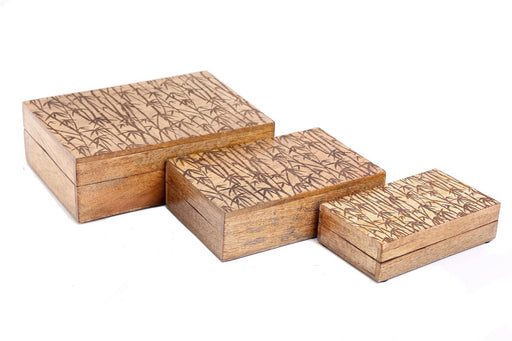 Bamboo Carved Boxes Set of Three - Kozeenest