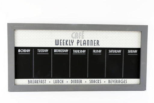 Bistro Cafe Wooden Grey Chalkboard Week Planner 67cm - Kozeenest