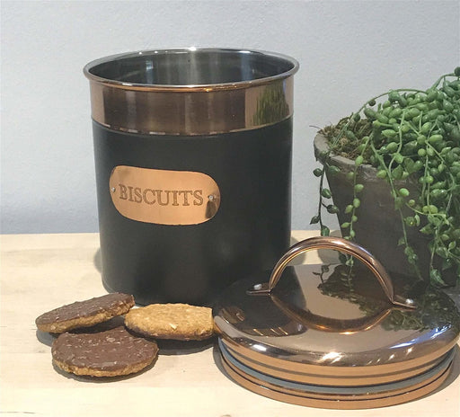 Black And Copper Biscuit Tin - Kozeenest