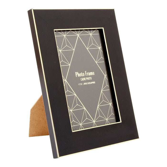 Black And Gold Edged Photo Frame 4x6" - Kozeenest