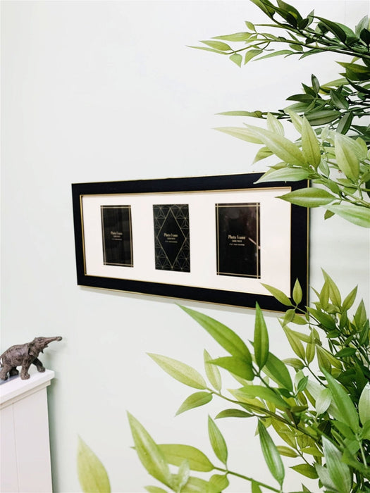 Black And Gold Triple Photo Frame 4x6" - Kozeenest