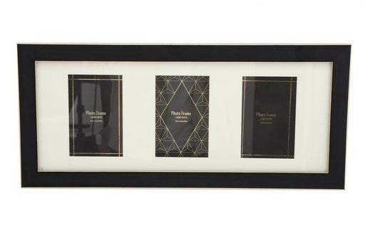 Black And Gold Triple Photo Frame 4x6" - Kozeenest