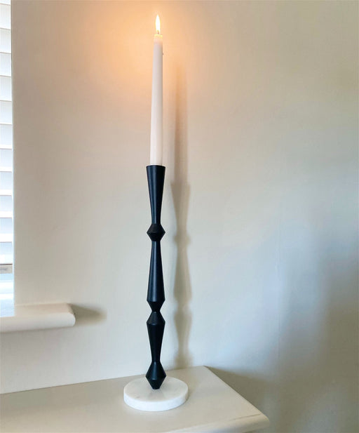 Black and Marble Effect Candlestick - Kozeenest