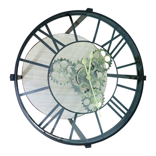 Black Metal Glass Topped Clock Table - Kozeenest