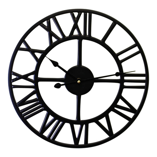 Black Metal Roman Numeral Wall Clock 39cm - Kozeenest