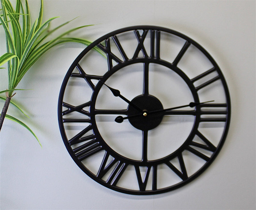 Black Metal Roman Numeral Wall Clock 39cm - Kozeenest