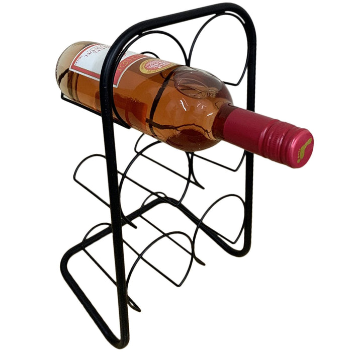 Black Metal Wire 6 Wine Bottle Holder - Kozeenest