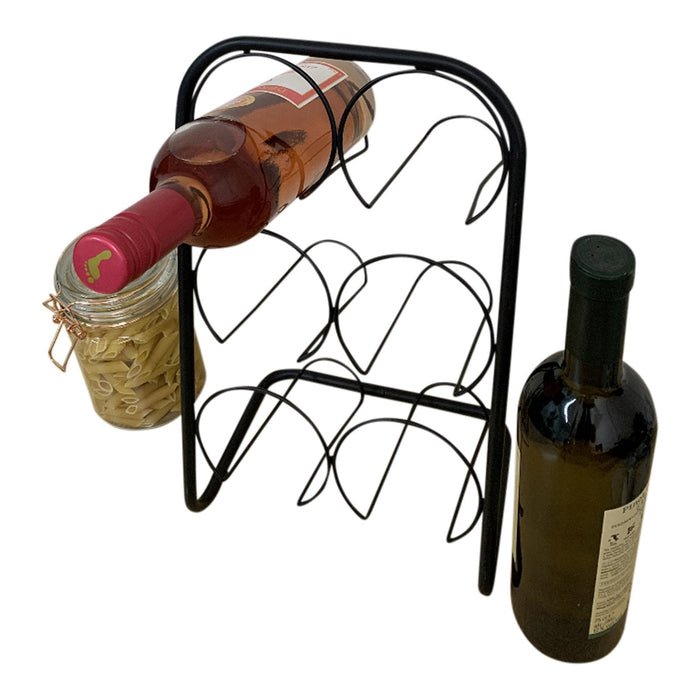 Black Metal Wire 6 Wine Bottle Holder - Kozeenest