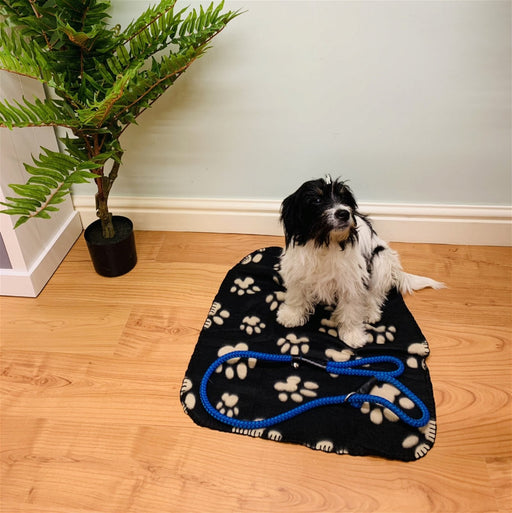 Black Paw Print Fleece Throw 60cm - Kozeenest