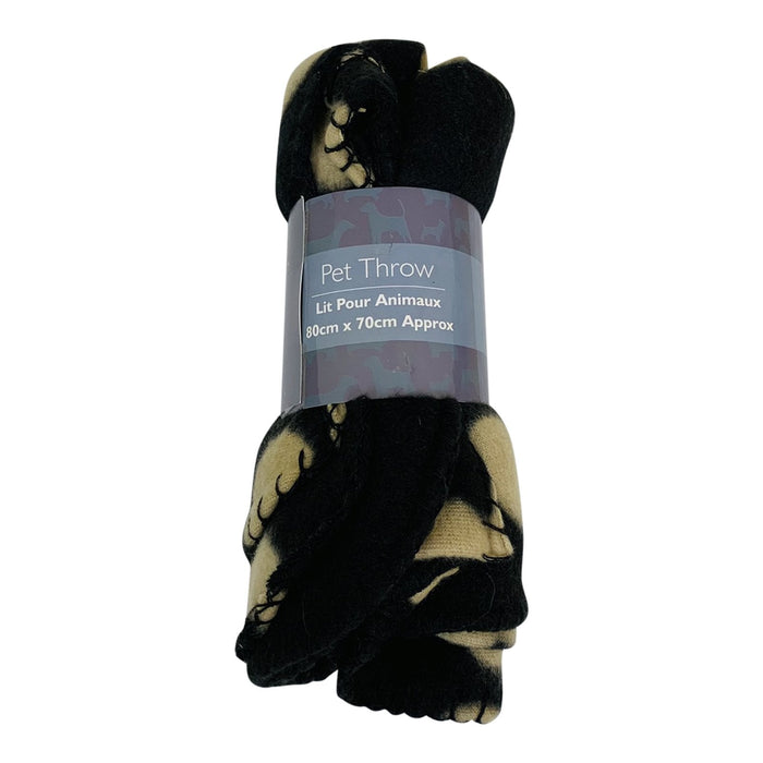 Black Paw Print Fleece Throw 80cm - Kozeenest