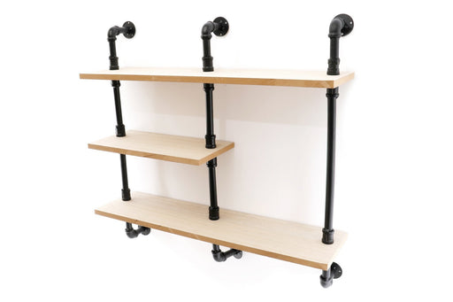 Black Pipe & Wooden Shelves 70.5cm - Kozeenest