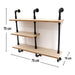 Black Pipe & Wooden Shelves 70.5cm - Kozeenest