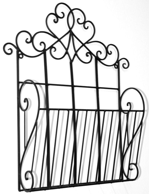 Black Scroll Wall Hanging Single Section Magazine Rack - Kozeenest