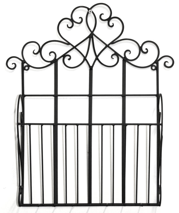 Black Scroll Wall Hanging Single Section Magazine Rack - Kozeenest