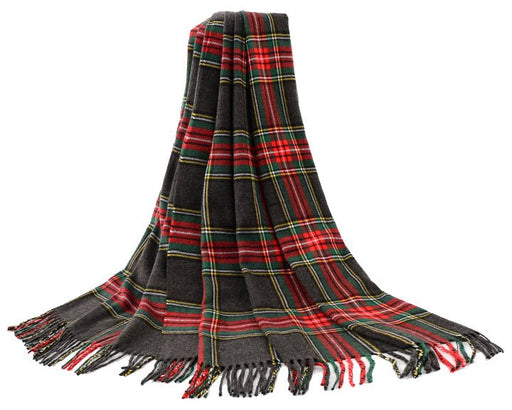 Black Stewart Tartan - Shawl Scarf - Kozeenest