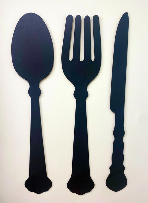 Black Three Piece Cutlery Wall Chalkboards 122cm - Kozeenest