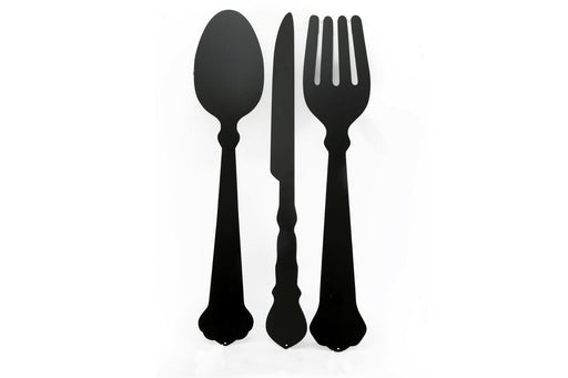 Black Three Piece Cutlery Wall Chalkboards 122cm - Kozeenest