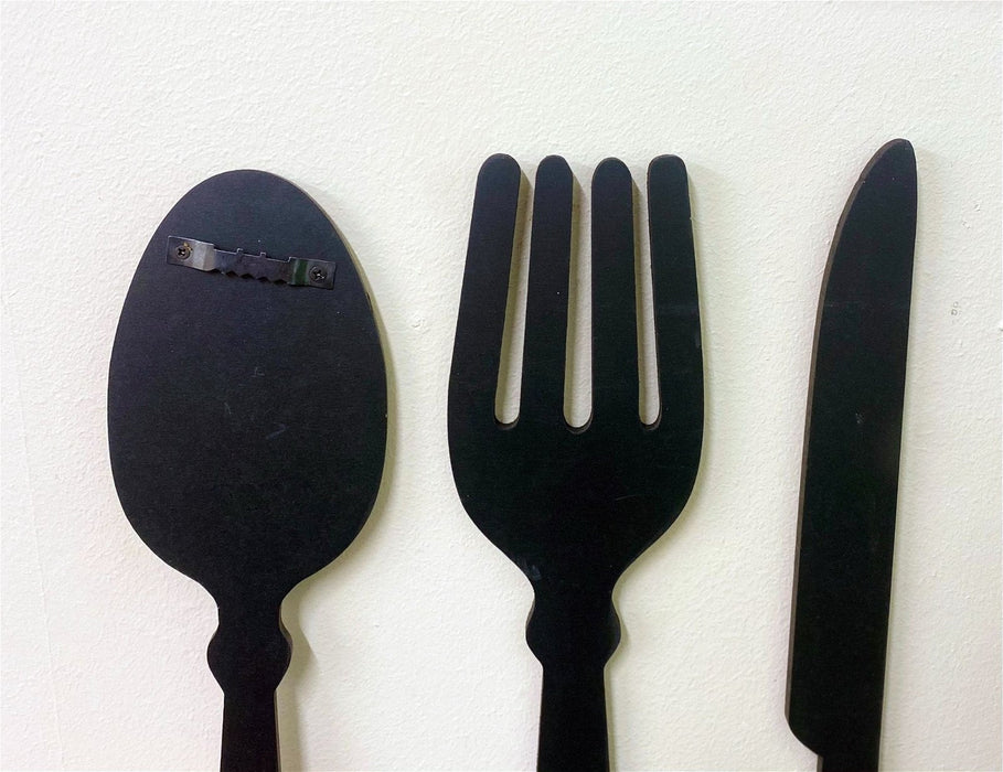 Black Three Piece Cutlery Wall Decoration 39cm - Kozeenest