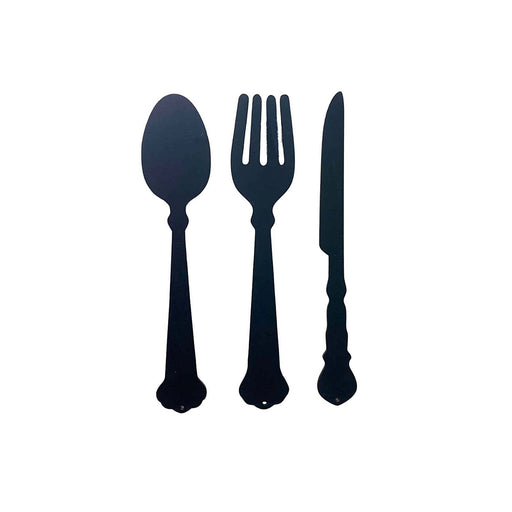 Black Three Piece Cutlery Wall Decoration 39cm - Kozeenest