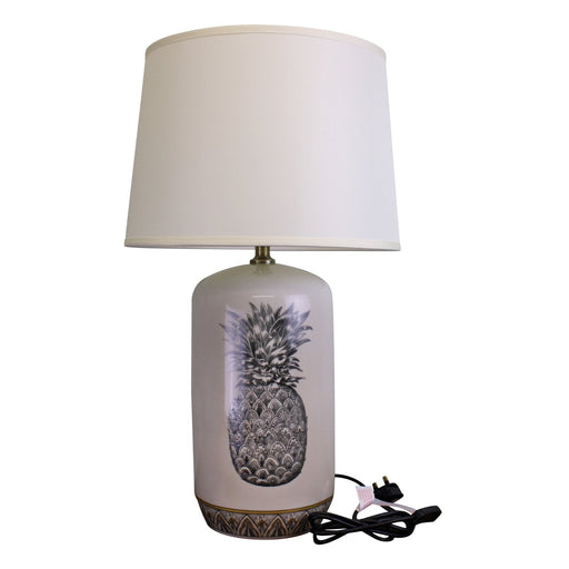 Black & White Ceramic Lamp with Pineapple Design 69cm - Kozeenest