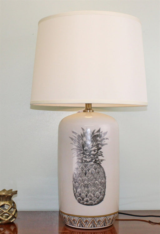 Black & White Ceramic Lamp with Pineapple Design 69cm - Kozeenest