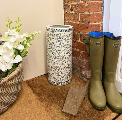 Blue And White Ditsy Print Umbrella Stand - Kozeenest