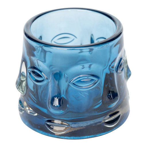 Blue Glass Face Design Candle Holder - Kozeenest