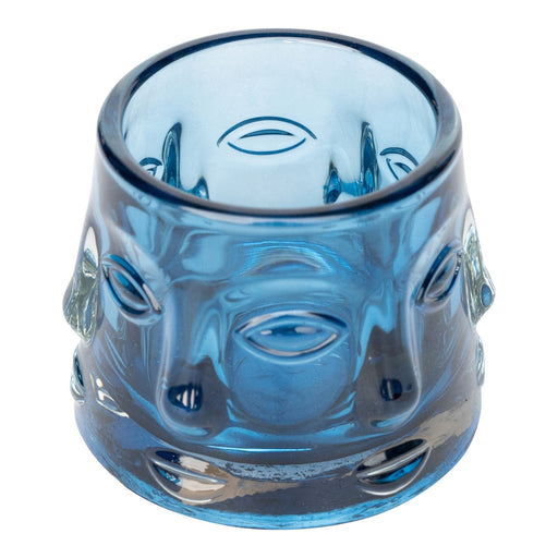 Blue Glass Face Design Candle Holder - Kozeenest