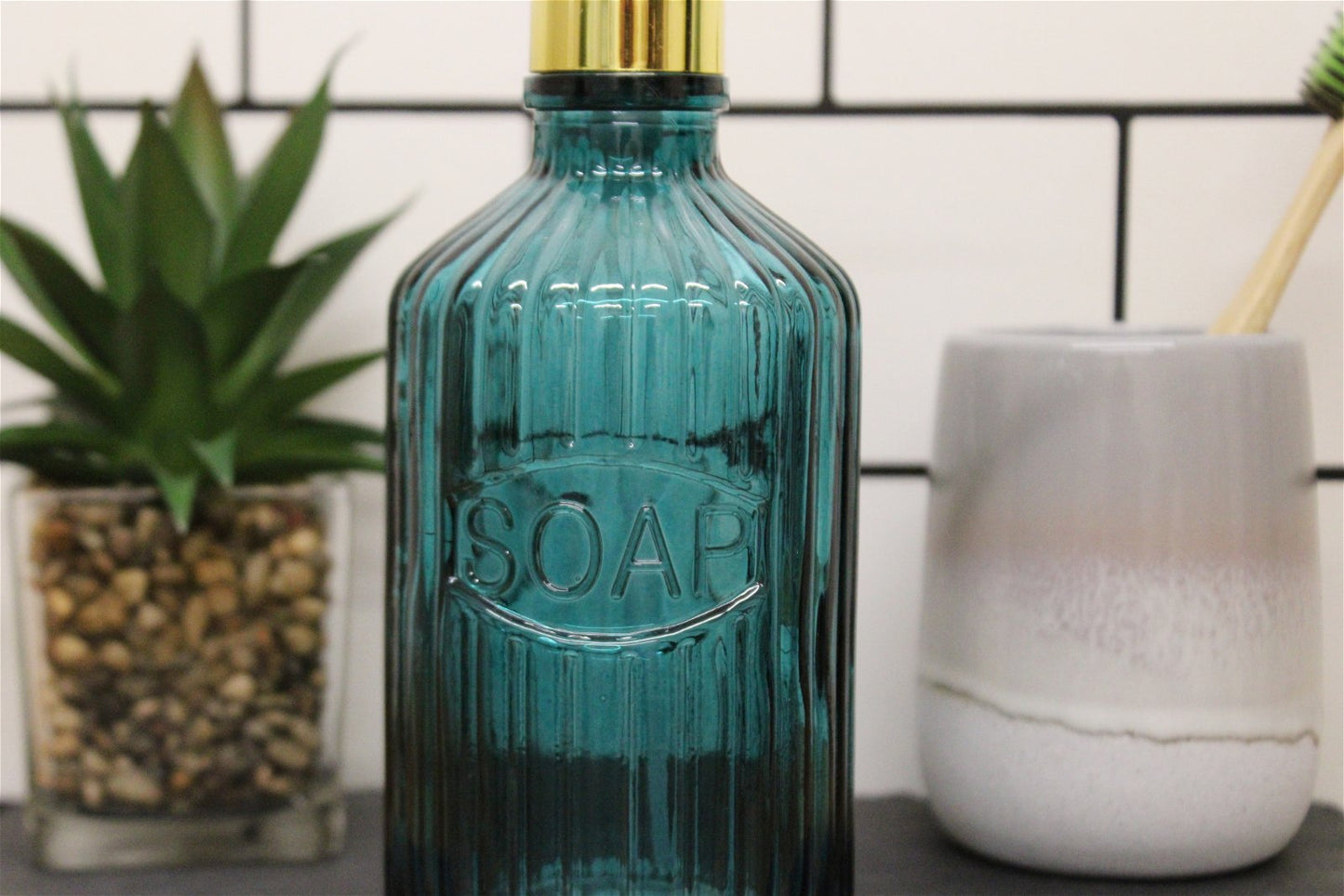 Blue Glass Soap Dispenser - Kozeenest