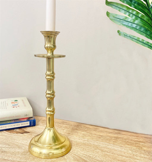 Brass Metal Dinner Candlestick 27cm - Kozeenest