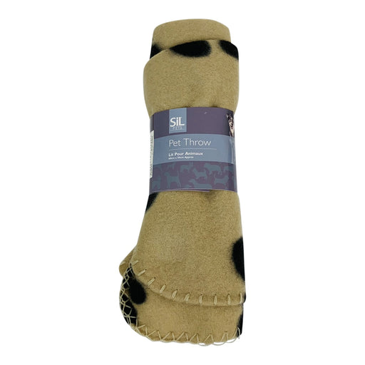 Brown Paw Print Fleece Throw 60cm - Kozeenest