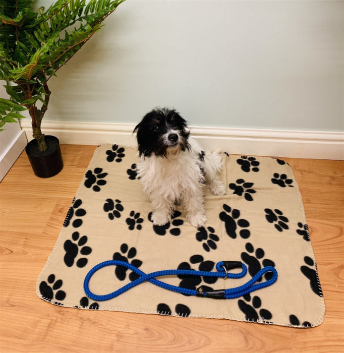 Brown Paw Print Fleece Throw 80cm - Kozeenest