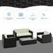 4-Seater Rattan Sofa Set Garden Rattan Furniture Wicker Steel Chair Seat Furniture Patio Rattan Garden Sofa Black-3