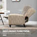 Studded Upholstered Reclining Armchair w/ Retractable Footrest Beige-3