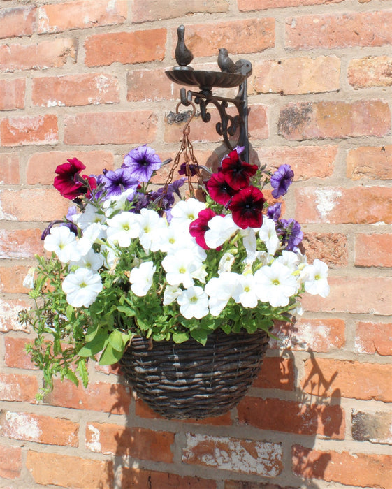 Cast Iron Hanging Basket Wall Bracket With Bird Feeder - Kozeenest