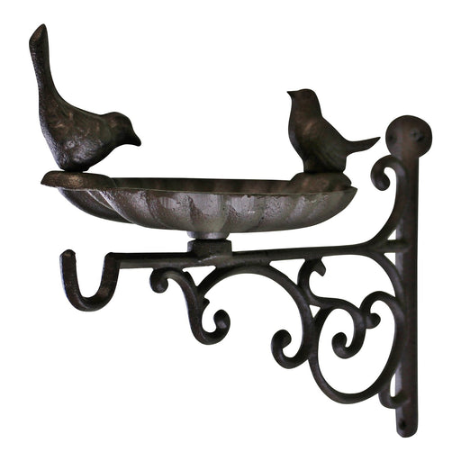 Cast Iron Hanging Basket Wall Bracket With Bird Feeder - Kozeenest