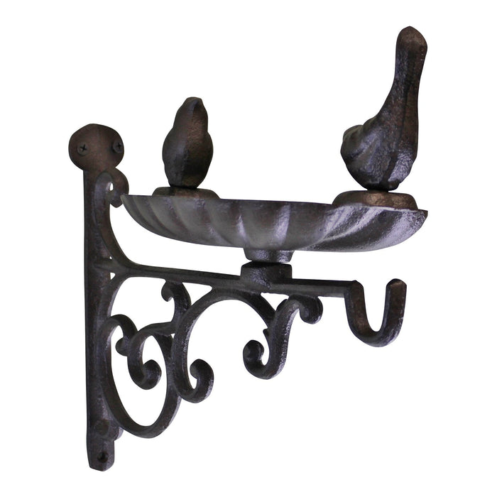 Cast Iron Hanging Basket Wall Bracket With Bird Feeder - Kozeenest