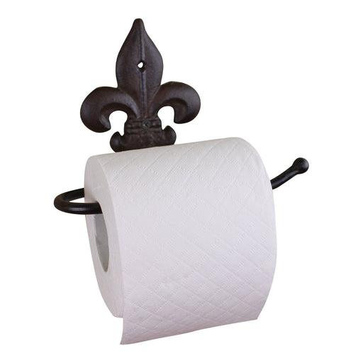 Cast Iron Rustic Toilet Roll Holder, Fleur de Lis - Kozeenest