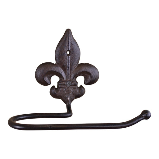 Cast Iron Rustic Toilet Roll Holder, Fleur de Lis - Kozeenest