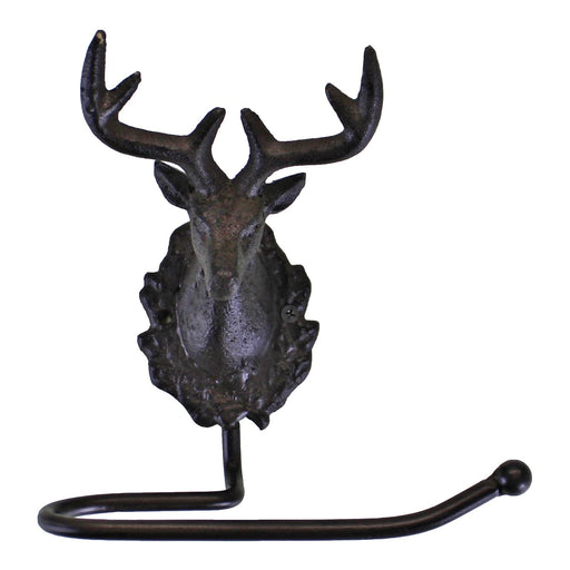 Cast Iron Rustic Toilet Roll Holder, Stag Head Design - Kozeenest