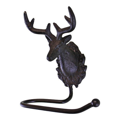 Cast Iron Rustic Toilet Roll Holder, Stag Head Design - Kozeenest