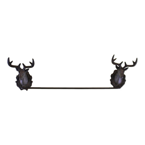 Cast Iron Rustic Towel Rail, Stag Head Design - Kozeenest