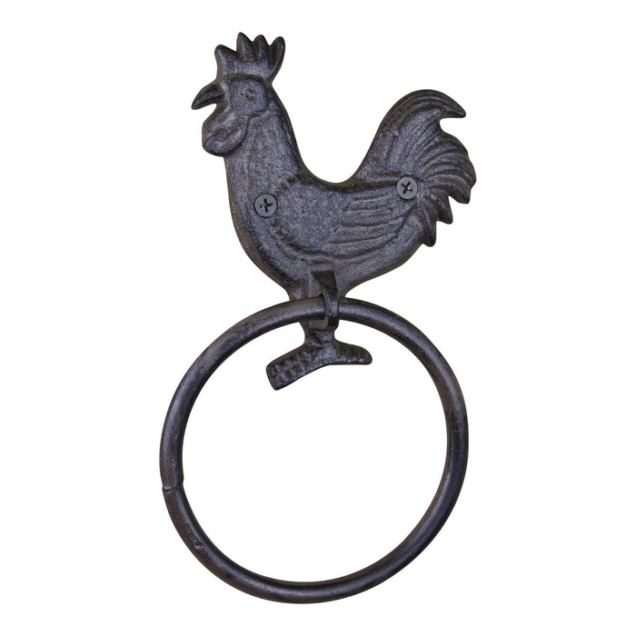 Cast Iron Rustic Towel Ring, Chicken - Kozeenest